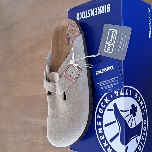 Birkenstock Boston Soft Footbed Clogs - Color: Suede Taupe - Size: Women 8 - Picture 2 of 11